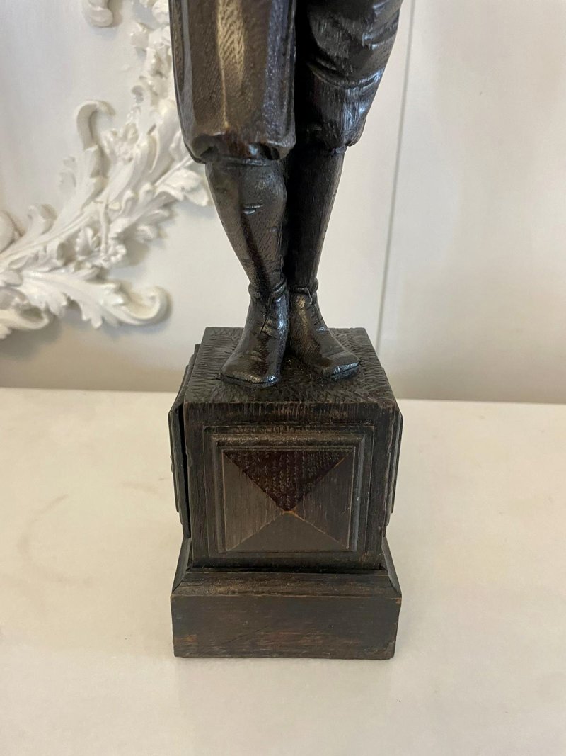 Unusual Pair of Antique Victorian Quality Carved Oak Figures - Image 14